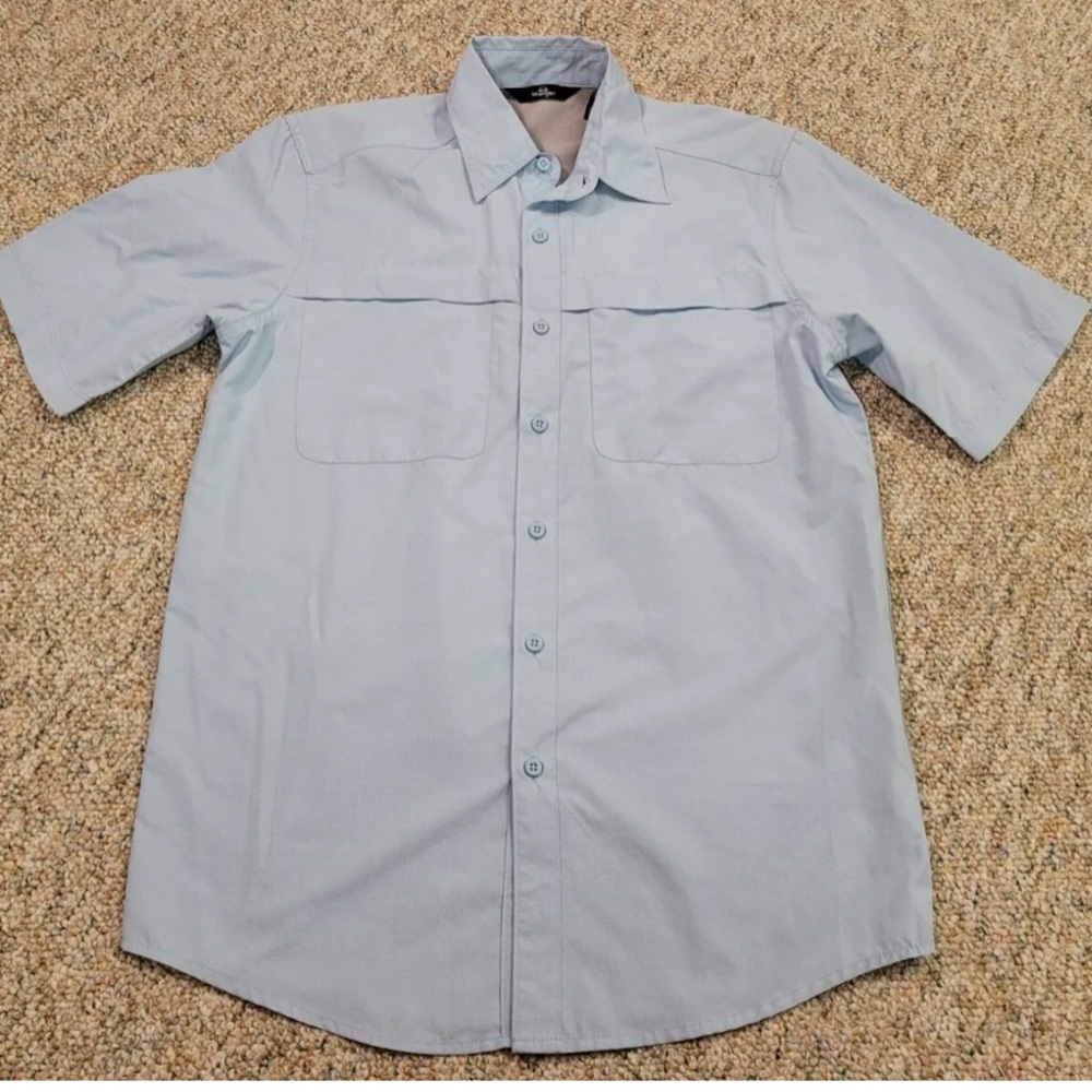 Wrangler Shirt Mens Blue Button Down Mesh Lined Outdoors Hiking Camping Sz.L